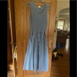 VINTAGE Nina Piccalino blue waffle knit cotton full maxi dress, size 14.